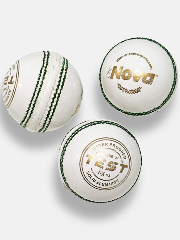 CricNova Test Four Piece Leather Ball (White) - Pack of 3